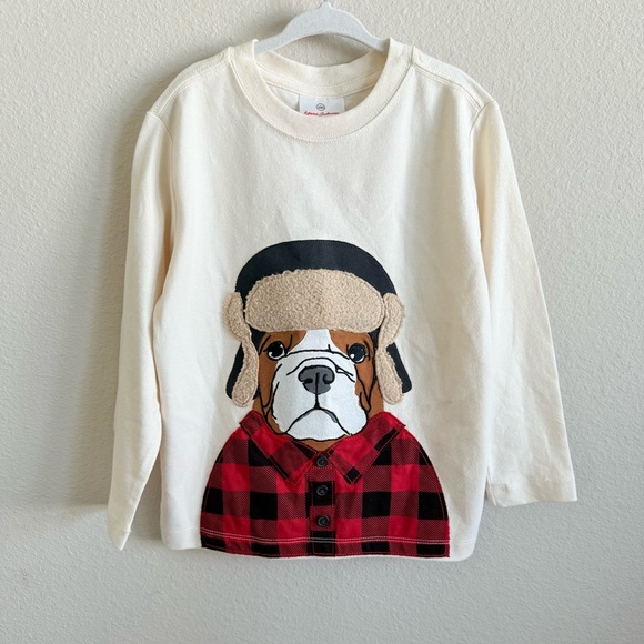 Hanna Andersson Long Sleeve Tee with Bulldog Design Size 4 - Picture 1 of 8